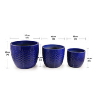 Pot Bunga Keramik Berlapis Kaca Tahan Lama, Modern Klasik, untuk Dalam/Luar Ruangan & Taman dengan Lubang Drainase - Grosir Set 3 Buah