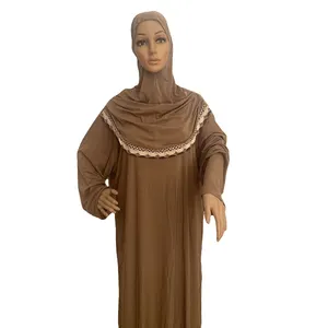 Wholesale Prayer abaya women Muslim dress islamic clothing dubai free size crystal hemp closed abaya