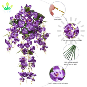 Piante di <span class=keywords><strong>fiori</strong></span> pendenti di ibisco artificiale primavera estate <span class=keywords><strong>viola</strong></span> seta lungo Long trail viti fiore per giardino porta d'ingresso portico Patio - Product Image 5
