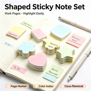Ensemble de notes autocollantes en forme de SK, 6 formes, blocs-notes adhésifs pour le bureau et l'école - Product Image 2