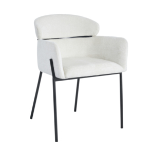 <span class=keywords><strong>Fauteuil</strong></span> baril bicolore en tissus mélangés |   Chaise de salle à manger rembourrée avec pieds en métal tubulaire <span class=keywords><strong>rond</strong></span> <span class=keywords><strong>noir</strong></span> - Product Image 4