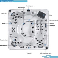 Bañera de hidromasaje Sunrns de lujo para 5 personas al aire libre Spa con 63 Uds. Chorros de hidroterapia Plug Play Balboa función de masaje para uso en el patio trasero