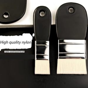 Pincel de pintura acrílica con logotipo personalizado, pincel profesional de nailon con mango de madera, juego de pinceles planos anchos negros para bricolaje - Product Image 4