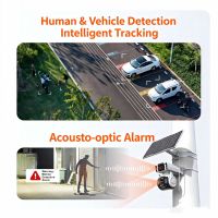 Caméra de sécurité extérieure 4G LTE à double objectif 4MP CMOS Panoramique 355°/Inclinaison 100° Audio bidirectionnel Vision nocturne Suivi de mouvement humain Intégré