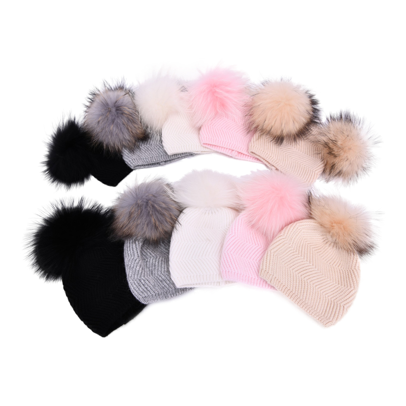 Китайская фабрика, уличная и комнатная популярная цветная детская Милая шапка с одним меховым шариком, детская шапочка с органическим помпоном