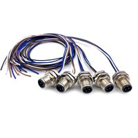 Conector M12 Macho/Hembra de 3/4/5/8/12 Pines, Conector de Aviación Codificado A, Receptáculo de Montaje en Panel, Arnés de Cables Eléctricos