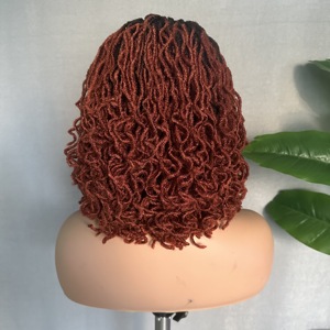 <span class=keywords><strong>Peluca</strong></span> de <span class=keywords><strong>rastas</strong></span> rizadas rubias y naranjas de 16 pulgadas, pelucas trenzadas de encaje corto de ganchillo sintético africano Faux Locs para mujer - Product Image 4