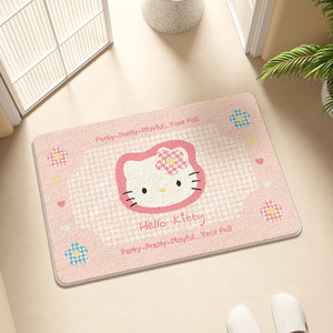 เสื่ออาบน้ำลายการ์ตูนเฮลโลคิตตี้รูปสี่เหลี่ยมผืนผ้าเลียนแบบแคชเมียร์ดูดซับได้ไม่ลื่นสำหรับห้องนอนห้องน้ำใช้ในบ้าน - Product Image 3