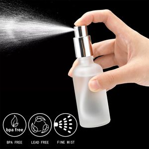 50ml <b>Silver</b> Frosted Glass <b>Spray</b> Bottle for Essential Oils Frosted Empty Perfume Atomizer Dropper Refillable Fine Mist Carton - Product Image 3