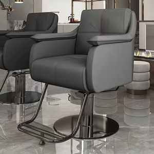 Sillón de Barbería Moderno, Vintage y Contemporáneo de Cuero PU, Giratorio 360 Grados/Reclinable/Altura Ajustable, Bomba Hidráulica de Alta Resistencia - Product Image 6