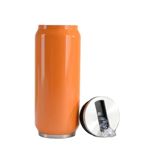 Gelas minum kaleng 17 OZ terisolasi baja tahan karat dengan tutup sedotan cangkir kopi dapat berbentuk terisolasi untuk botol air dingin dan panas