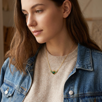 Collier pendentif en laiton ZG avec pierre précieuse taillée en cœur et ailes d'ange romantiques, bijoux de mode pour femmes