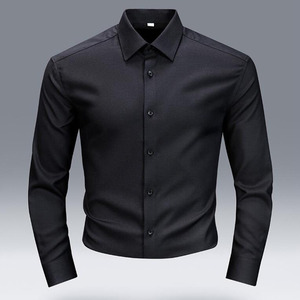 Camicie Lunghe di Alta Qualità in <span class=keywords><strong>Lana</strong></span> per Uomo, Vestibilità Slim, Camicia Formale Tinta Unita, Top da Lavoro Morbidi, Abbigliamento Elegante per Affari - Product Image 6