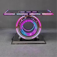 Bar lumineux à vin de haute qualité affichage 3D comptoir de cabine de DJ discothèque logo personnalisé meubles de Table LED éclairés en acier inoxydable