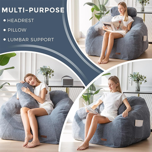 <strong>Boucle</strong> <strong>Bean</strong> <strong>Bag</strong> Sofa Adults Large Upholstered Eco-friendly Lazy Sofa Giant <strong>Bean</strong> <strong>Bag</strong> Chair with Pillow - Product Image 4