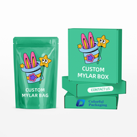 Vente chaude Die Cut Mylar Boxes 7g 14g Food Stand up Pouch Holograph 1g 3.5g Cookie Green Mylar Packaging Bags avec boîte