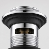 Vanne de vidange de lavabo escamotable en laiton massif chromé de qualité supérieure, 1 1/4 po, avec longue tige d'extension en acier inoxydable