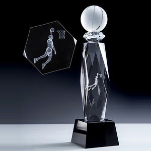 Trofeo de Baloncesto de Cristal Grabado con Láser, Cristal K9 de 80x270mm, 80x290mm, 80x310mm, Premio para Campeones de Competencias Deportivas - Product Image 2