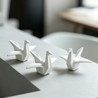 Décoration de meuble TV : Statues de grue en papier en porcelaine or et argent, miniatures, pour l'aménagement intérieur moderne