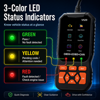 Escáner de Diagnóstico para Auto V520 Obd2, 8 Idiomas, Lector de Códigos de Motor, Detección de Fallas, Eliminación de Códigos de Error