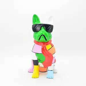 Fabrik individuelle kreative Tierschnitzerei lebensgroße abstrakte handbemalte Hundestatue für Heimdekoration