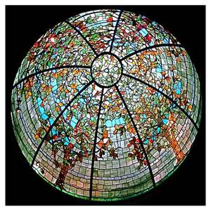 Dôme en verre plombé décoratif et écologique avec un design gothique victorien et des camées en laiton pour les hôtels et les salles - Product Image 2