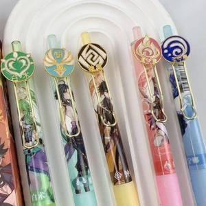 Kawaii Metal muñeca juego Genshin impacto dibujos animados papelería Gel pluma Focalors Furina Xiao Baizhu <span class=keywords><strong>Charlotte</strong></span> Zhongli Chevreus - Product Image 4