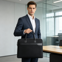 Maletín Ejecutivo de Nailon de Alta Calidad con Detalles en PU, Logotipo Personalizado, Bolsa para Portátil de 15 Pulgadas con Correa para Hombro, Regalo Corporativo al por Mayor