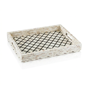 Bandeja de servir hecha a mano con incrustaciones de nácar, nuevo diseño, para aperitivos y desayuno - Product Image 1