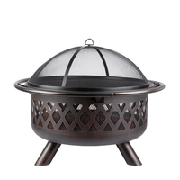 Brasero extérieur rond T1 de 32 pouces avec écran anti-étincelles, idéal pour patio et jardin, modèle Brunswick extra large