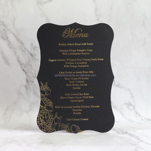 Menú de acrílico negro/blanco creativo de 5X7 pulgadas con texto dorado Bar <span class=keywords><strong>Restaurante</strong></span> Cena DE BODA Tarjeta de menú de acrílico - Product Image 1