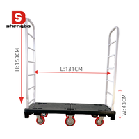 Chariot de manutention pliable à 6 roues en acier pour entrepôt, capacité 500 kg