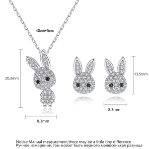Ensemble de bijoux pour filles LUOTEEMI, lapin mignon, minuscules boucles d'oreilles pavées de CZ et collier avec pendentif - Product Image 2