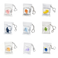 Lot de porte-clés souple en PU Animaux marins Kawaii, breloques portables pour sac à dos, jouets anti-stress