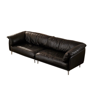 American Vintage Hug Design Wax Leather Straight <b>Sofa</b> 3 4 Seater Genuine Leather Couch For <b>Small</b> Living Room - Product Image 4
