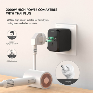 Adaptateur de <span class=keywords><strong>voyage</strong></span> Justlink, convertisseur de prise, 2 ports USB, adaptateur secteur, chargeur mural, compatible avec les prises US/EU/AU/UK - Product Image 3