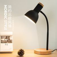 Lampe de bureau flexible à base en bois, tube flexible, lampe de table nordique en métal avec ampoule LED E27, Lampara De Escritorio