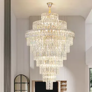 Lustre moderne en or de grande taille, personnalisé, grand projet de luxe, hall d'hôtel, scène, lustre en cristal K9 LED - Product Image 4