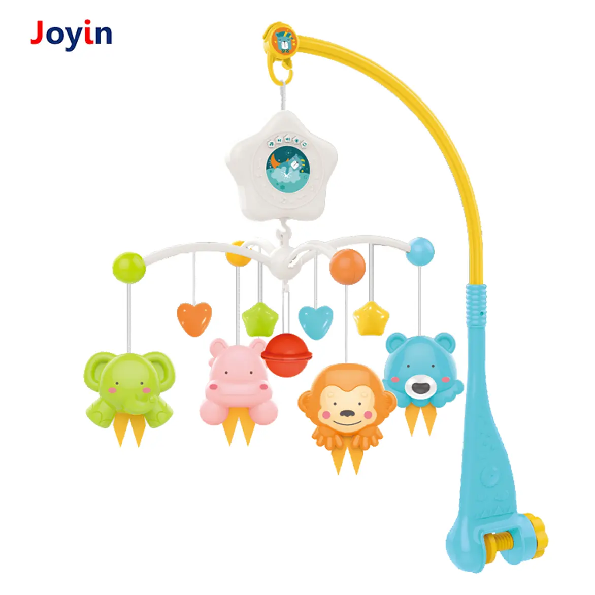 Star Projection Bed Bell Baby Mobile for Crib, High Contrast Mobile Music Toy for Newborn Infants Boys and Girls