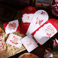 Mini-enveloppes pliables vintage pour bouquets, cartes postales Qixi d'anniversaire pour étudiants, cartes de vœux de fêtes personnalisées imprimées en gros