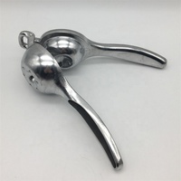 MOQ 500pcs Silver Glossy TPR Handle Manual Aluminium Alloy Lemon Lime Orange Citrus Squeezer Presser Juicer With Customized Logo