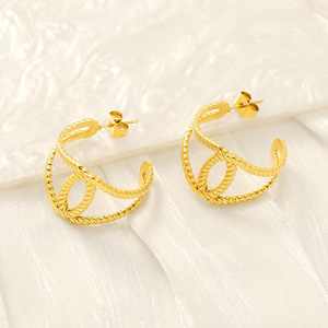 Zogxin Gold Hoop Earrings 18K Stainless Steel Geometric Design For Women - Product Image 2