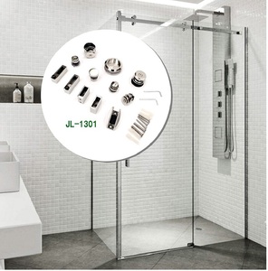 Raccord d'accessoires de <span class=keywords><strong>cabine</strong></span> ouverte de porte coulissante en verre de douche de salle de bain noir mat - Product Image 3