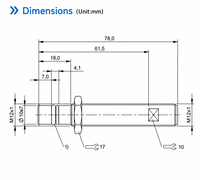 Capteur de position inductif Domenzi M12x1 500 Bar NPN PNP sélectionnable pour la détection de fin de course des vérins hydrauliques