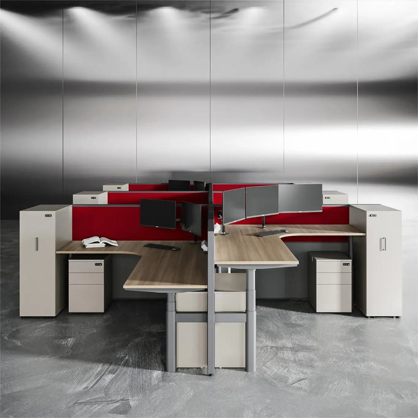 Venta al por mayor personalizado diseño único altura ajustable muebles elevación partición Oficina estación de trabajo