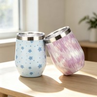 Gobelet à vin isotherme à double paroi avec logo personnalisé, en forme d'œuf, avec couvercle, 6oz, 8oz, 12oz, 16oz, en acier inoxydable