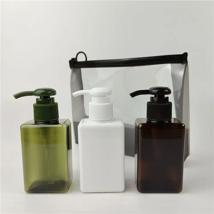 त्वचा की देखभाल के लिए पोर्टेबल 30 मिलीलीटर लीक-प्रूफ ट्रैवल बोतल ट्यूब क्लियर शैम्पू और कंडीशनर सेट पालतू प्लास्टिक बोतल पैक