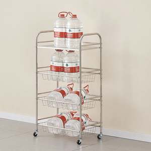 Customizable 3/4/5-Layer Stainless Steel Kitchen <b>Storage</b> Rack Metal Trolley for Household <b>Vegetable</b> and Fruit <b>Basket</b> <b>Storage</b> - Product Image 4
