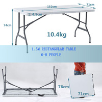 Table pliante de camping, de pique-nique, de conférence, de mariage, rectangulaire, robuste, de 6 pieds, avec structure stable, pour événements et fêtes
