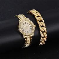 2022 Mode Bling Volledige Diamond Luxe Elegante Luxe Iced Out Vrouwen Quartz Lady Armband Horloge